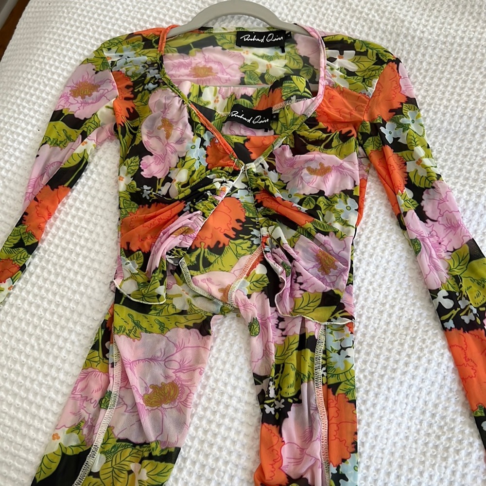 Floral Print Mesh Set
RICHARD QUINN size 4 top size 10 flared pants